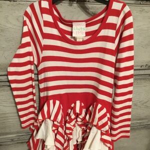Lemon Loves Lime Red and Cream Girls Dress Size 7